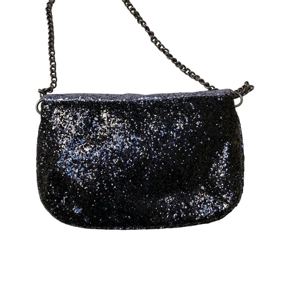 J.Crew Silver Black Sequin Glitter Crossbody Convertible Clutch Style 57106 - Picture 7 of 8